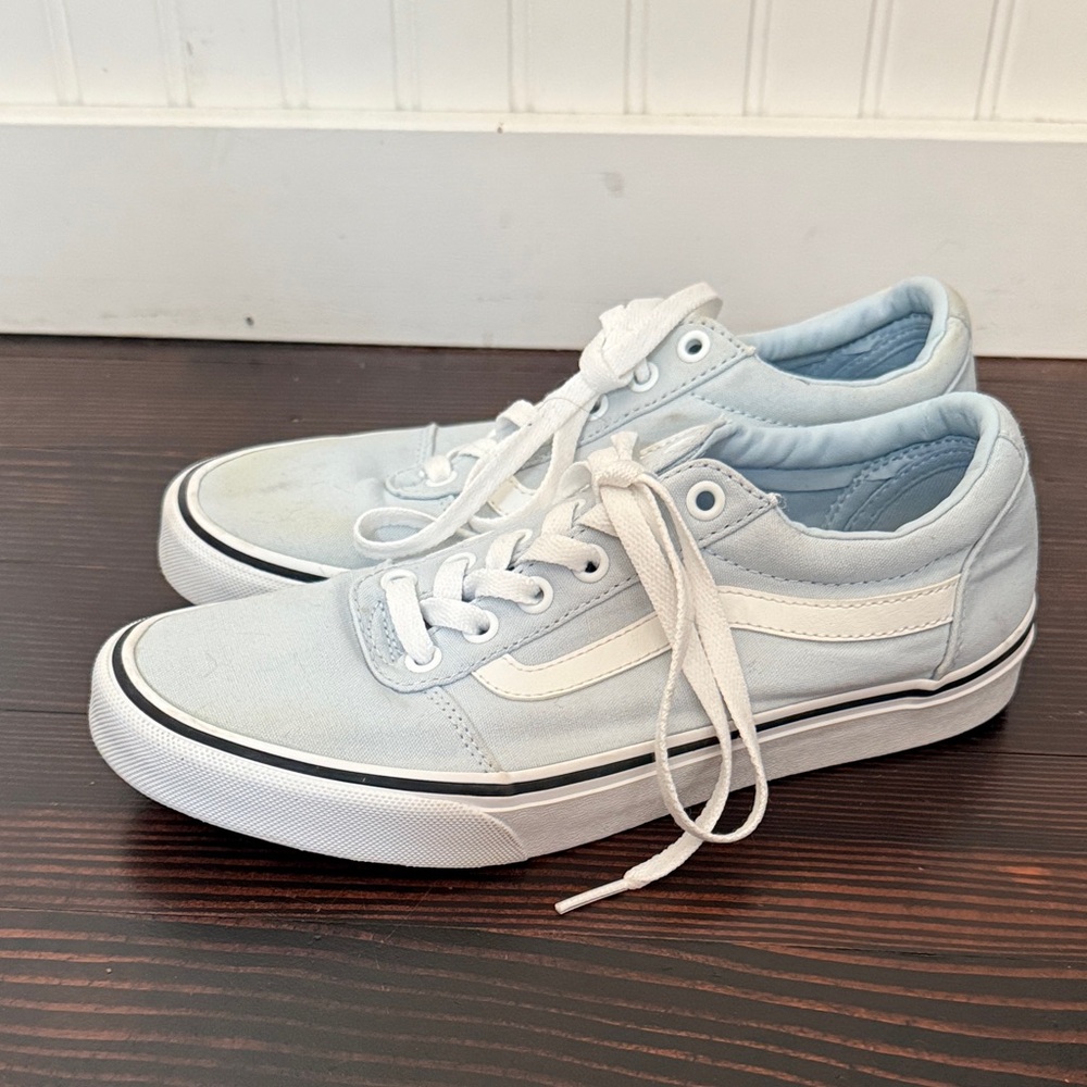 Light Blue and White Vans Sneakers